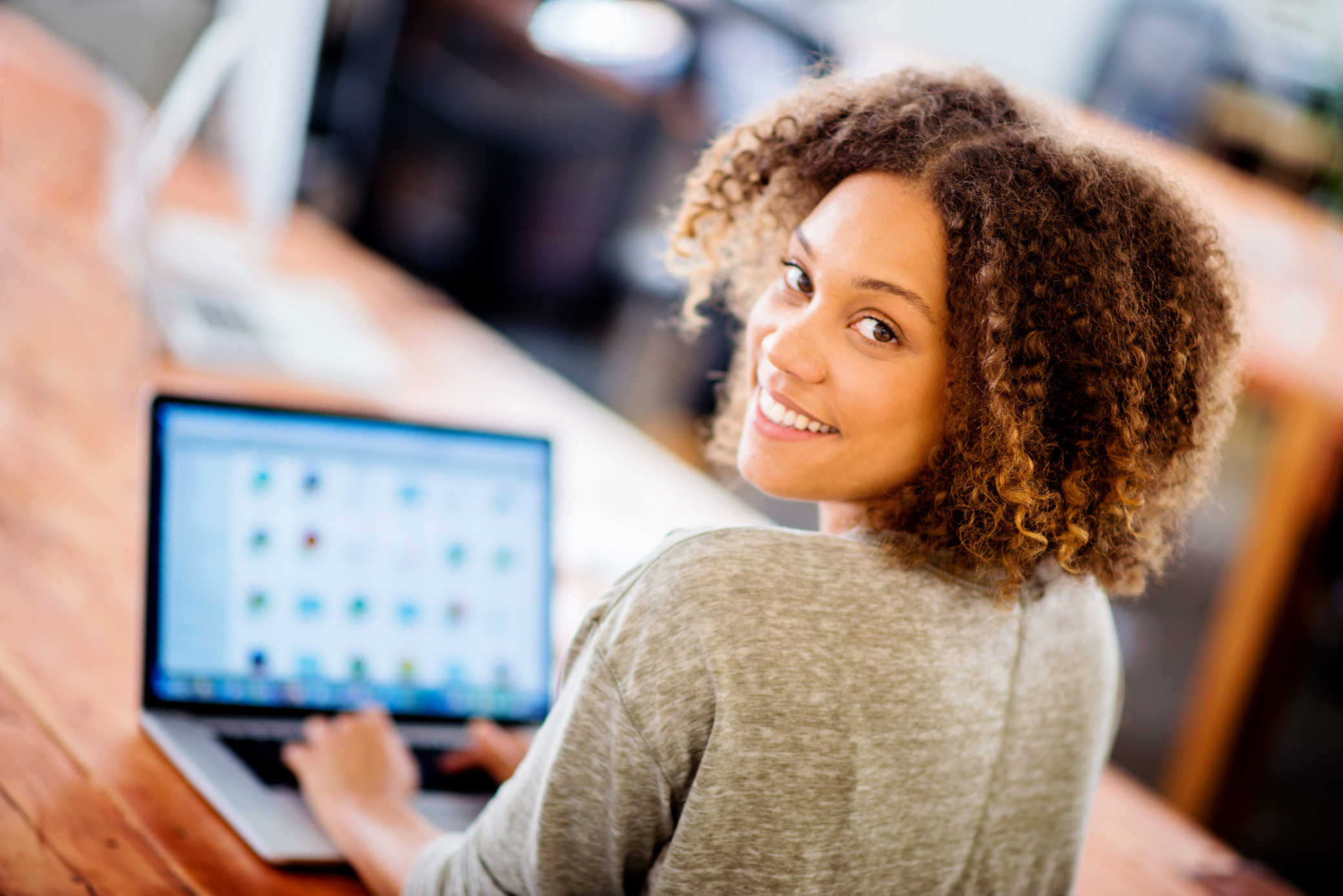 Business woman working online
